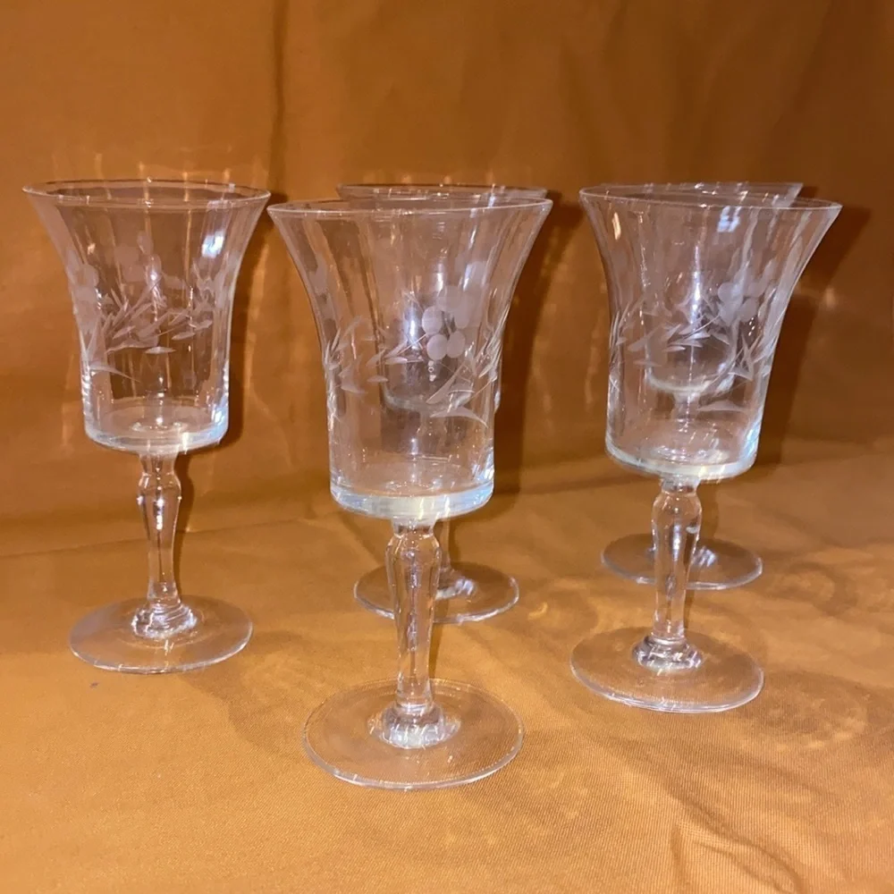 Vintage Set of 4 plus one crystal shot glasses 4 2/3” tall